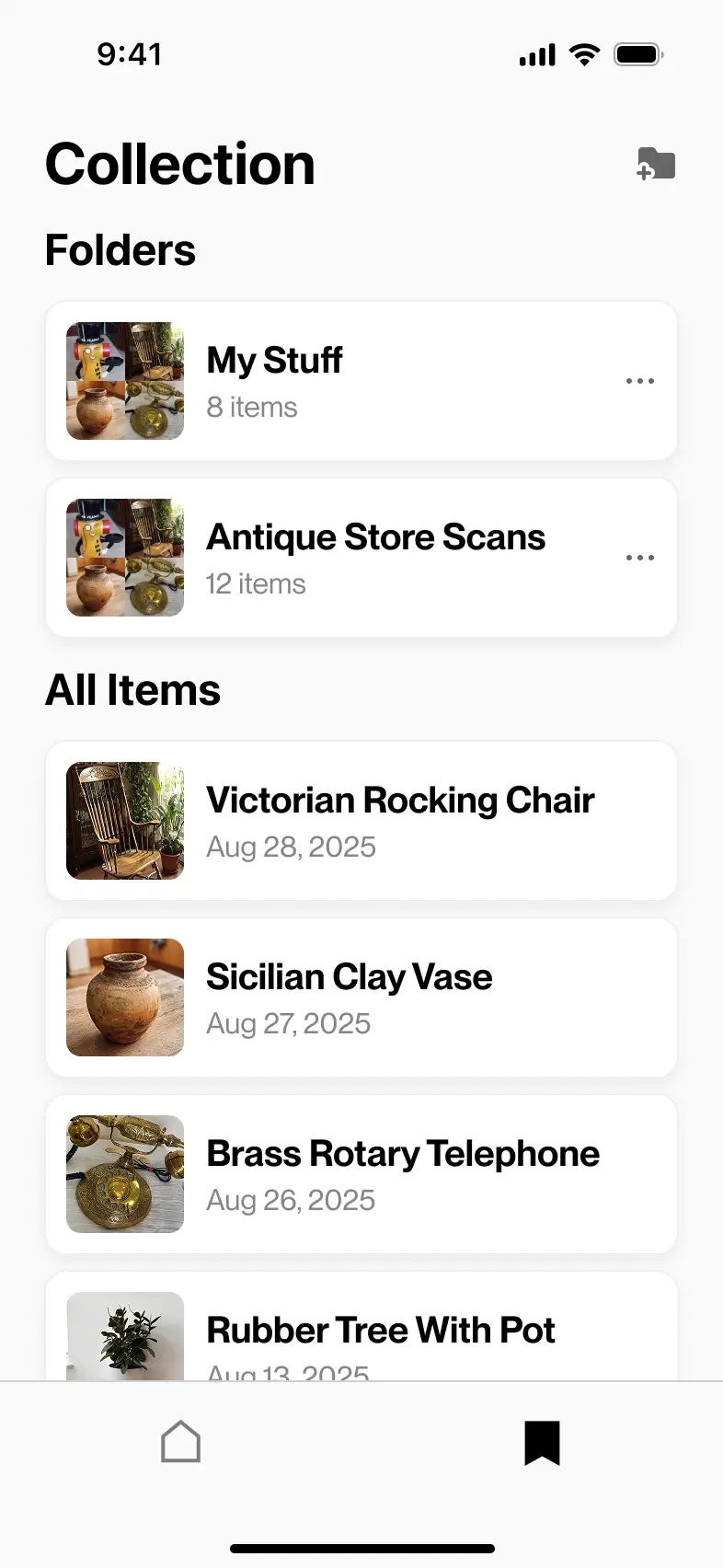Relic app collection view